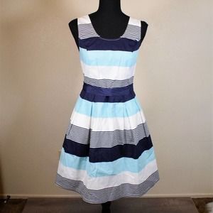 41 Hawthorn Fit Flare Sleeveless Striped Cotton Sundress S